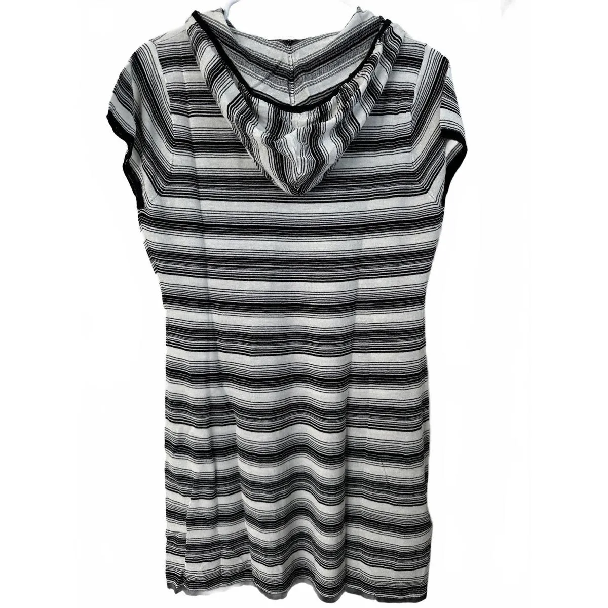Mango Linen Blend Hooded Striped Dress Black White NWT Size 10/XL - Image 6