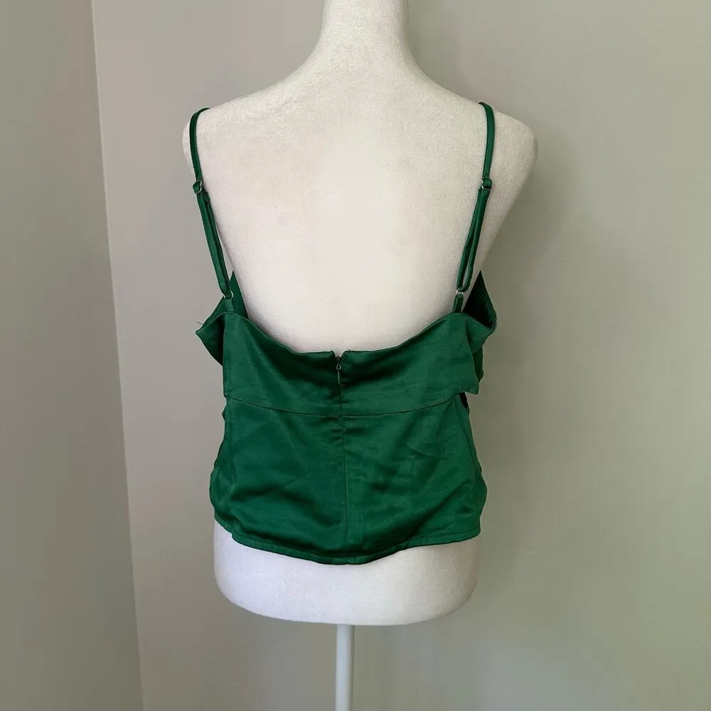 Lulu's Sleek Favor dark green satin cut-out tank top size XL NWT - Image 3