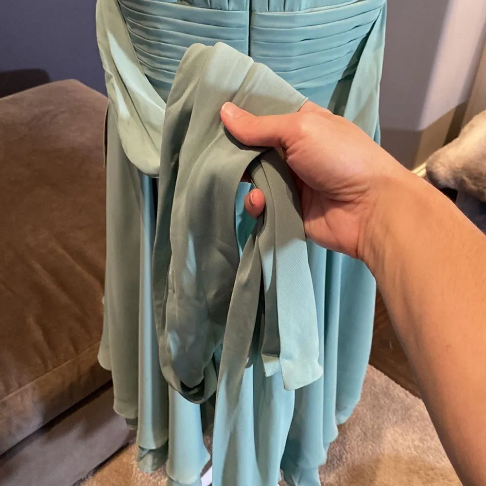 Women’s Halter Neck Chiffon High Low Prom Party Bridesmaid Dress Size 12 NWT Green - Image 7