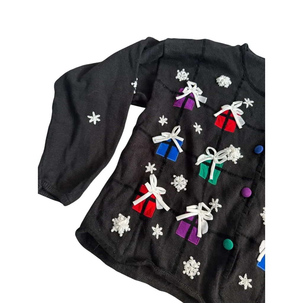 MANDAL BAY Black Gift Box Ugly Sweater Cardigan Sweater Size XXL - Image 7