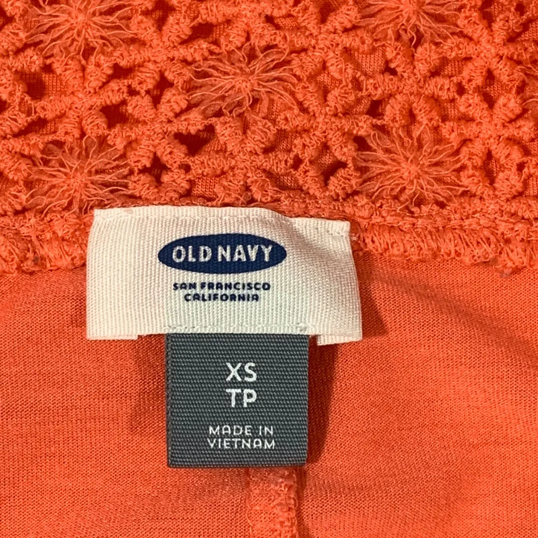 Womens Sleeveless Tank Top Crochet Floral Lace Back Size XS Coral - Image 4