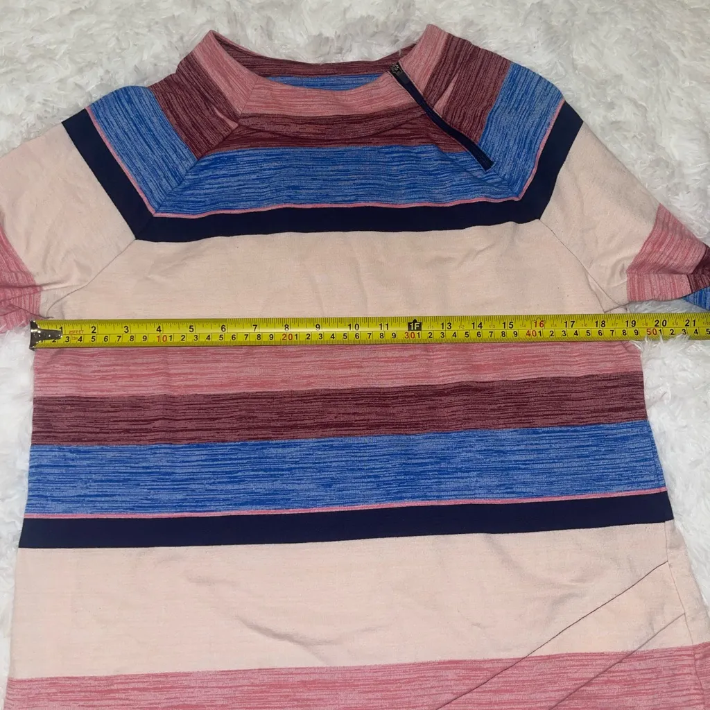 TALBOTS Womens Pink Blue Stripe Stretch Mock neck Pullover Size Large top shirt - Image 6