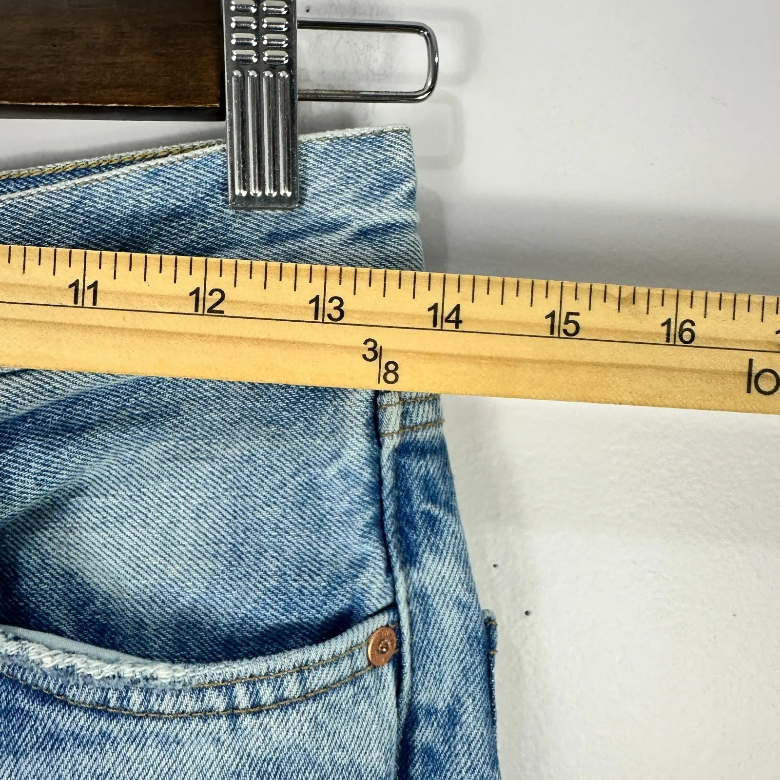 MNG Denim Straight Jeans Sz 4 Light Wash Distressed 90s Y2K Grunge Indie Sleaze - Image 7