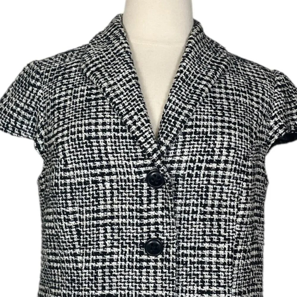 Coldwater Creek Blazer Cap Sleeve 3 Button Black White Tweed Women’s Size 18W - Image 5