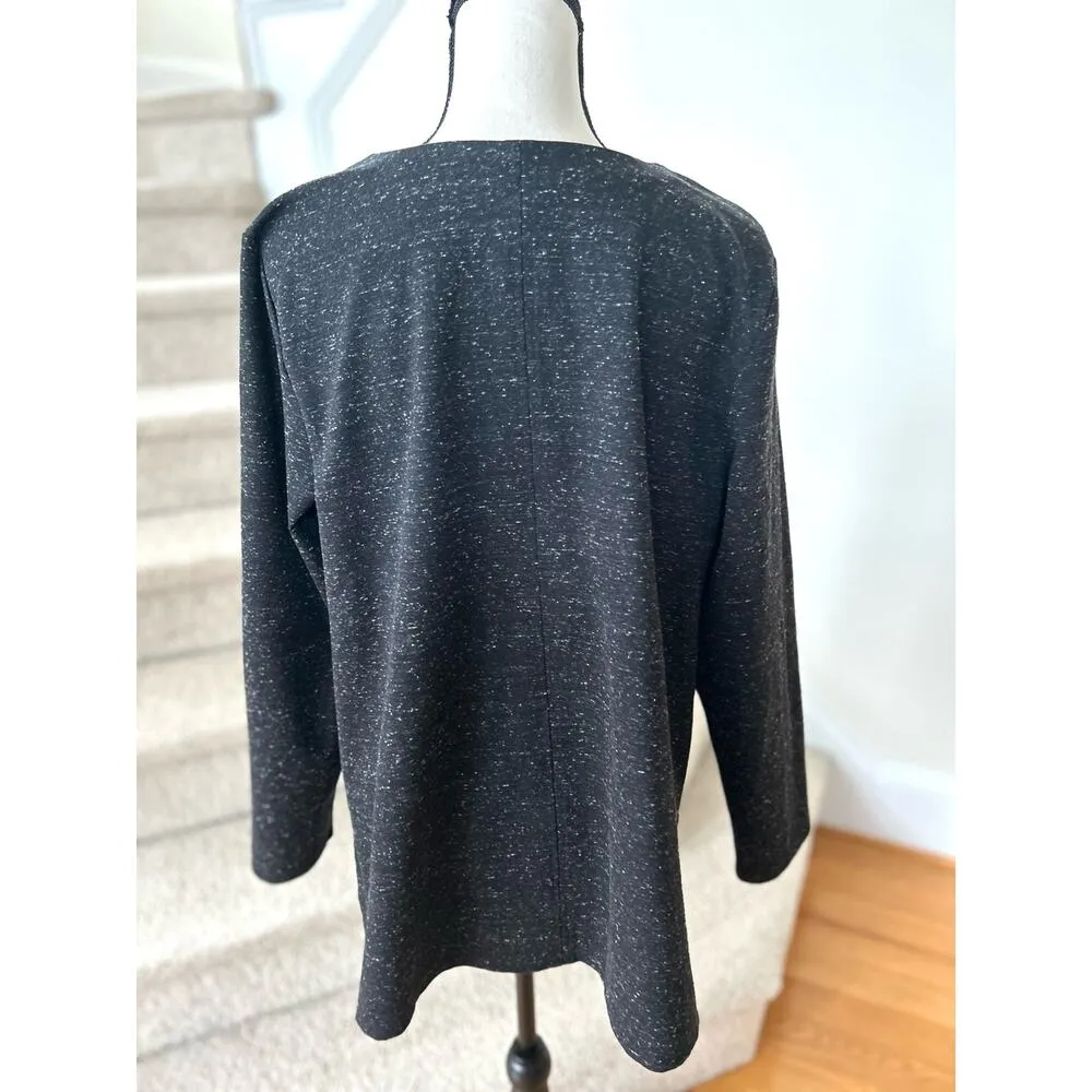 J.Jill Wearever Charcoal Grey Marled White Nub V-Neck Tunic - Image 2