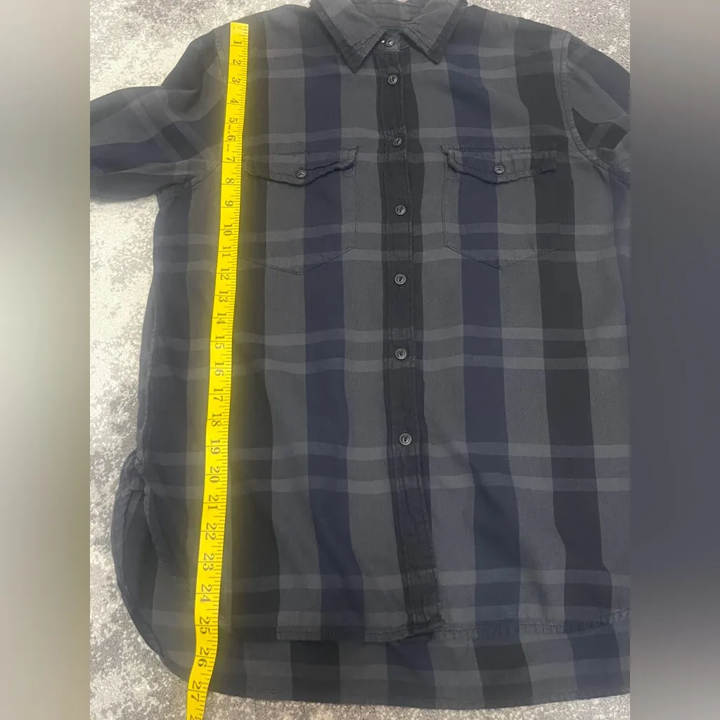 Women's Denim & Supply Ralph Lauren Plaid Button Front Shirt Blue Gray Black M - Image 7