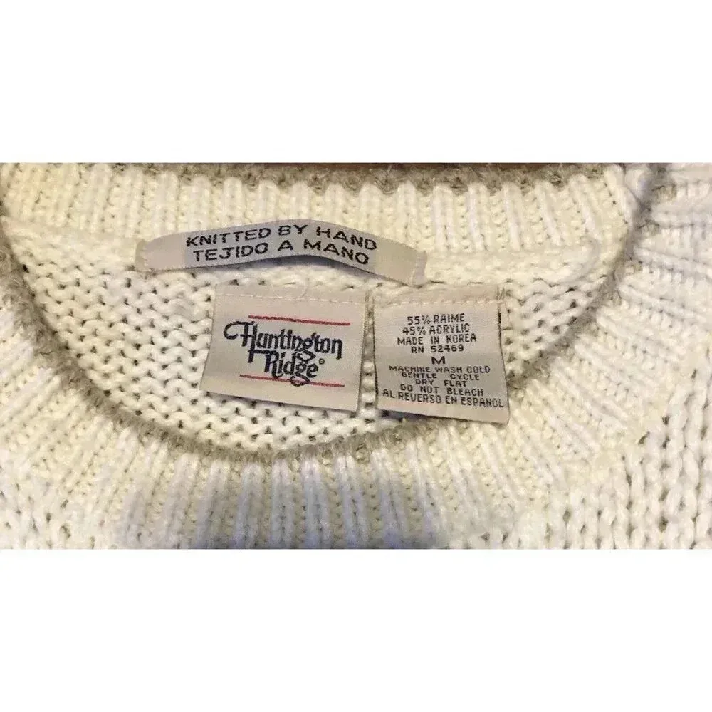 Women's HUNTINGTON RIDGE White/Multicolor Knitted Sweater L Grandma Size L - Image 5