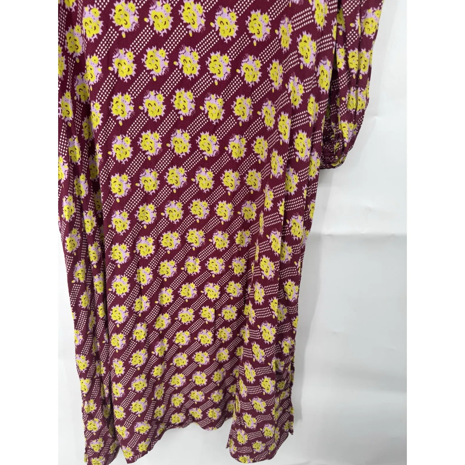 The Odelles Casey Midi Dress Women XS Burgundy Floral Prairie Peasant Milk Maid Red - Image 8