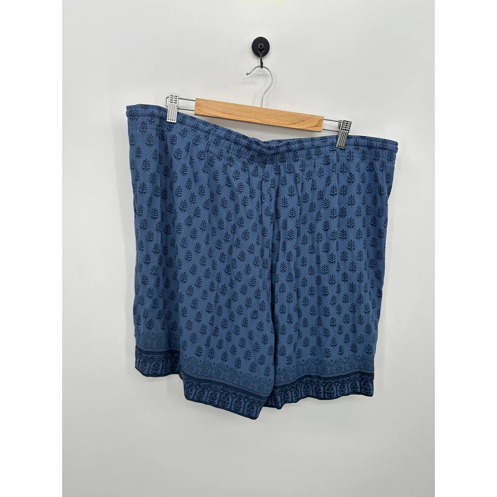 J. Jill Women Blue Printed High Waisted Shorts Size XL Tassels Vaca Casual Loose - Image 2