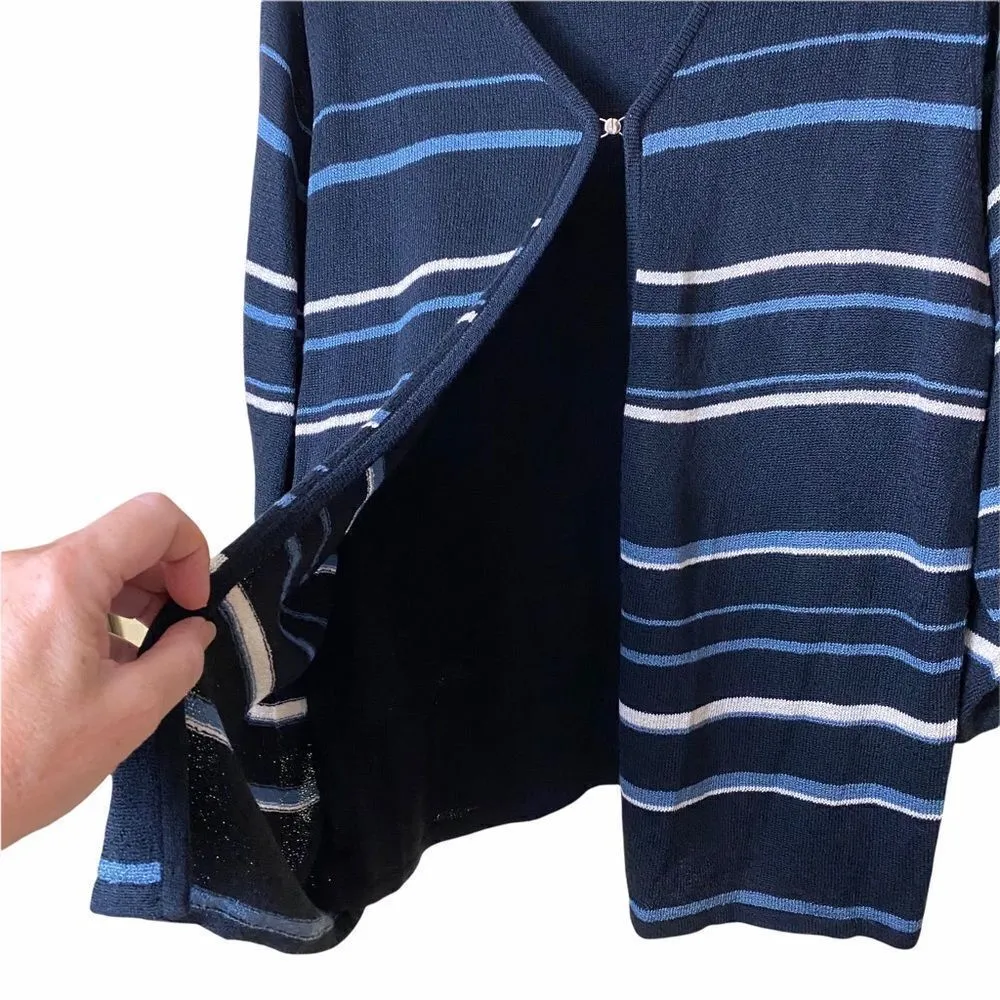 Sag Harbor Striped Blue Cardigan Set Size Large - Image 2