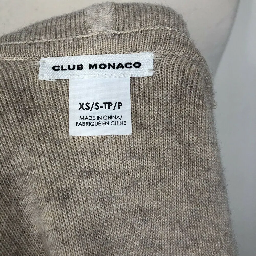 Club Monaco Wool Cashmere Waterfall Open Front Short Sleeve Cardigan Sweater XS - Image 7