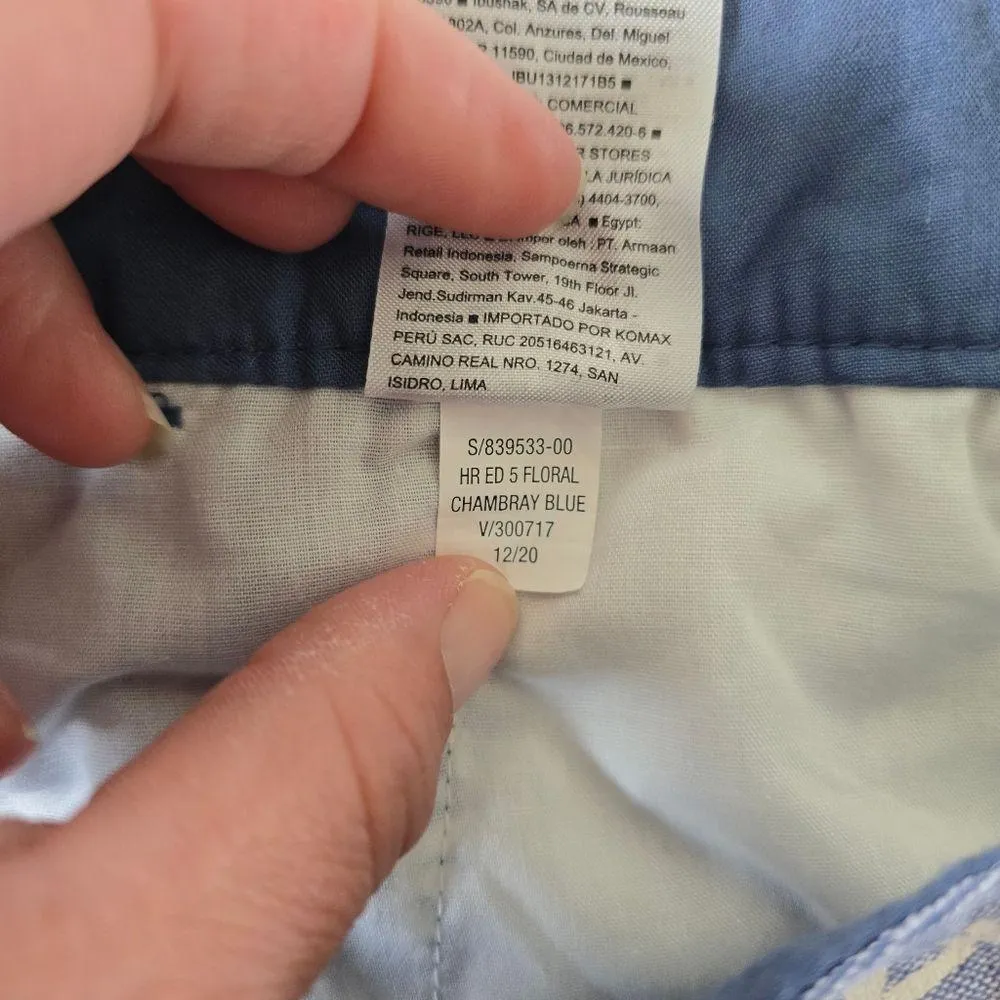 Old Navy Chambray High Waisted Floral-Print Linen-Blend Everyday Shorts Size 8 - Image 10