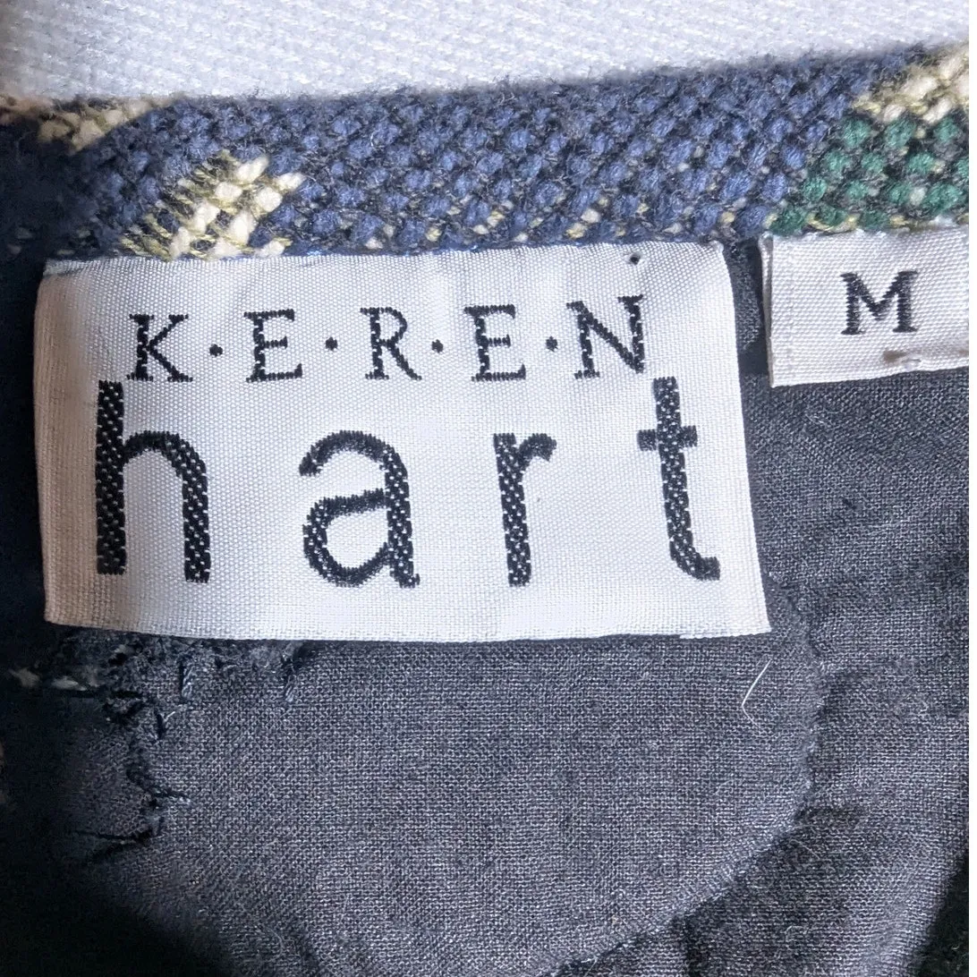 Vtg 1990s Keren Hart Denim Tribal Print Cotton Patchwork Button Up Jacket Sz M Blue Size M - Image 5