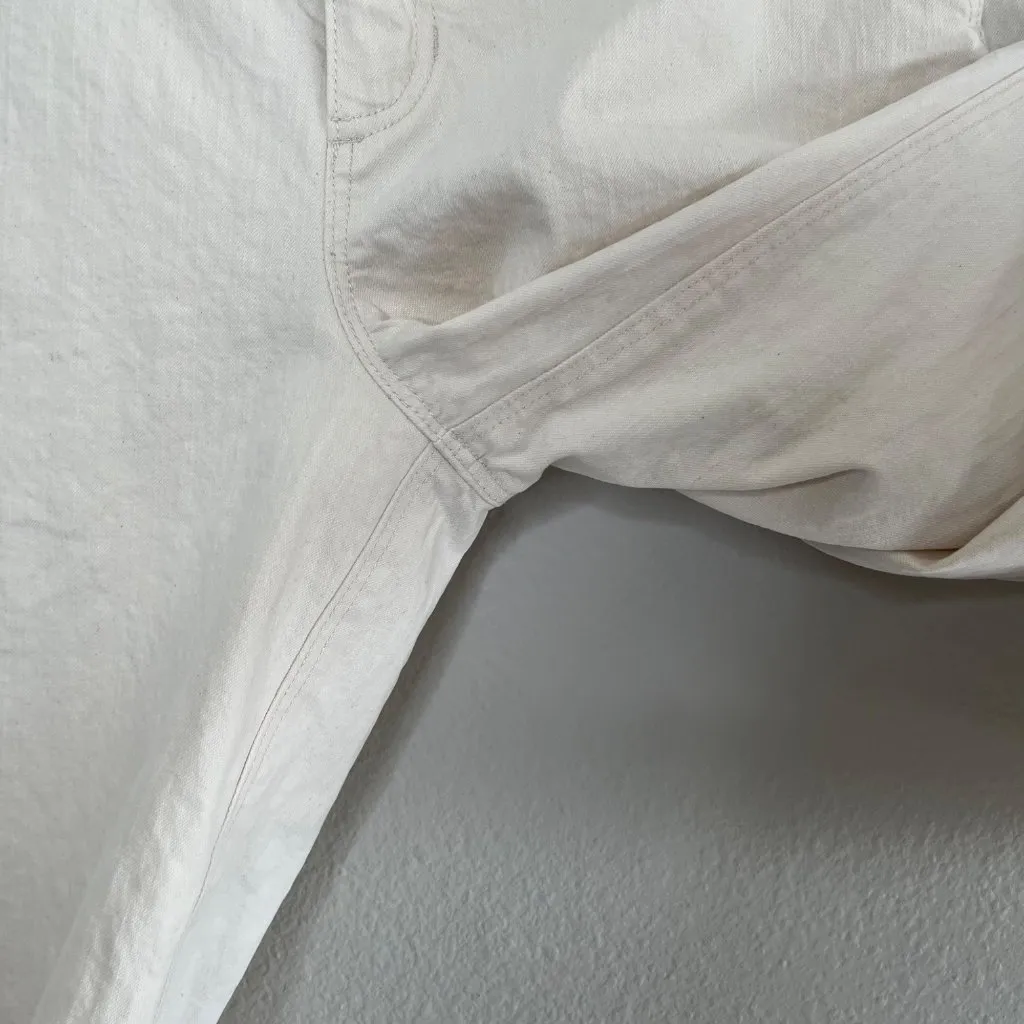 Jenni Kayne Womens Wide Leg Crop Egg Shell White Cotton Blend Jeans 4 - Image 7