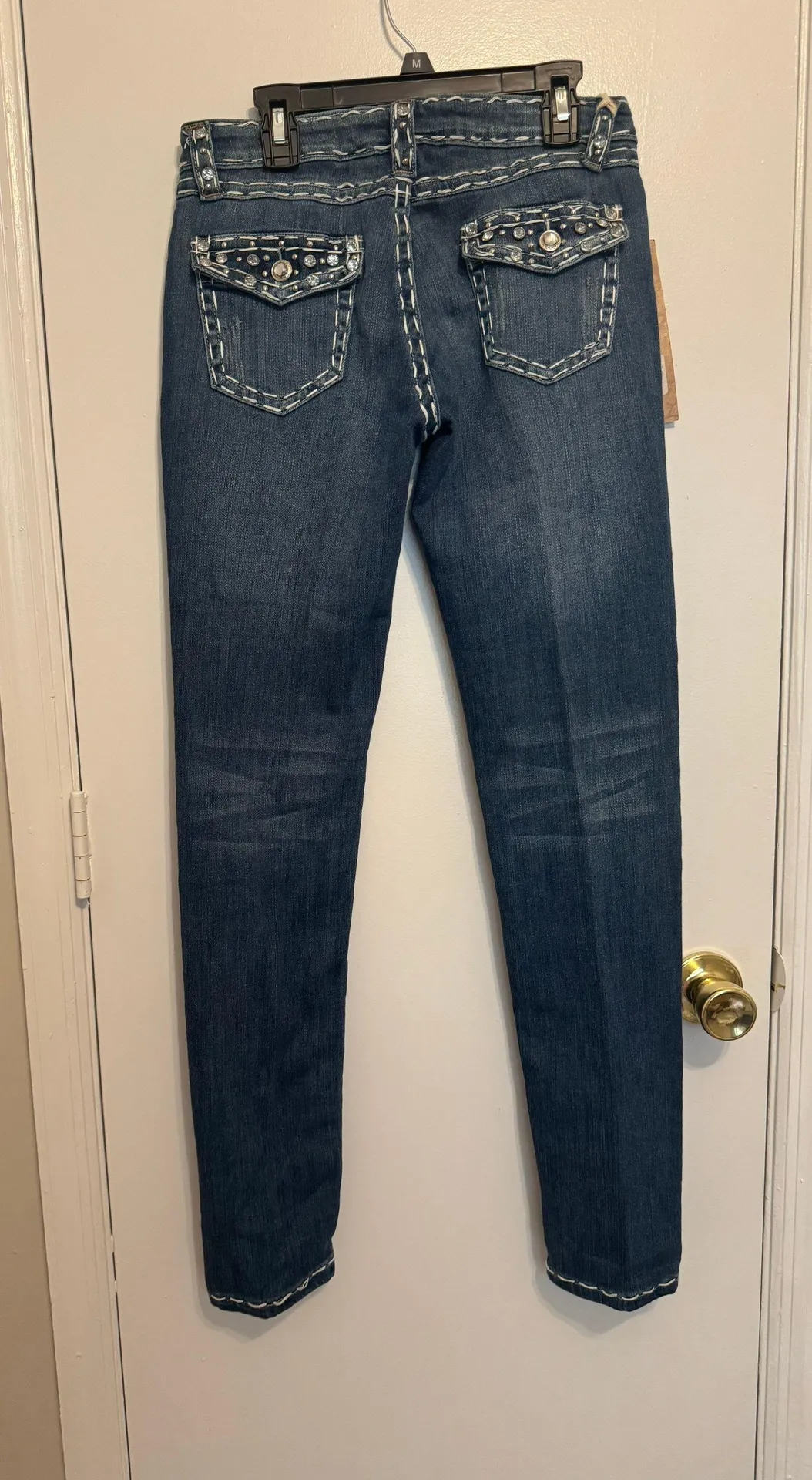 New Womens Jeweled Jeans Size 7 Silver - Image 2