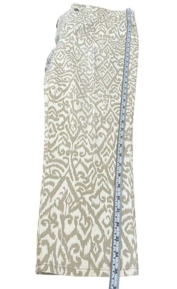 Chicos printed crop jeans mirrored damask print tan white size 15 - Image 3