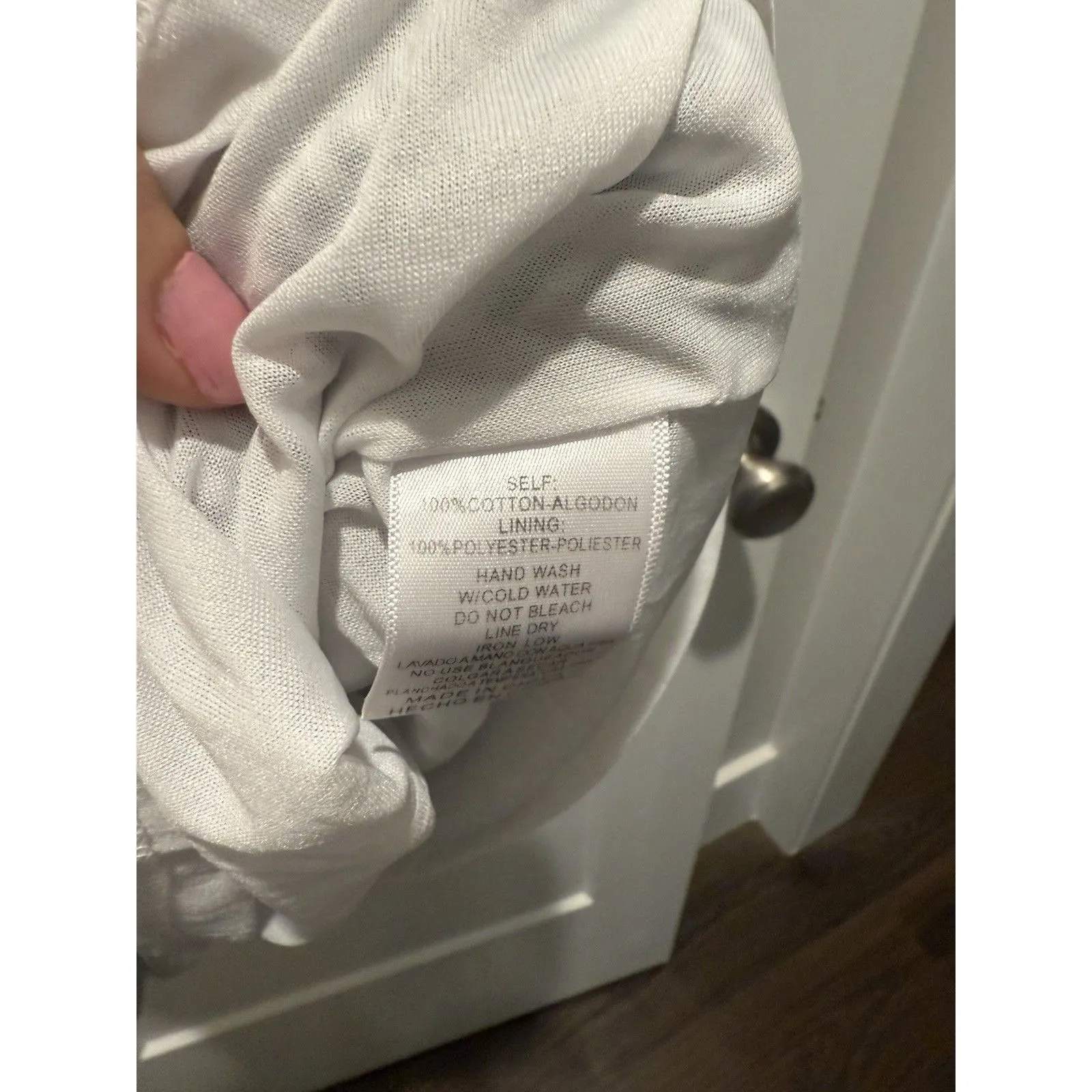 Gray & White Pinstripe Dress Size Medium Seersucker Ruffled Straps Ruched Back - Image 9