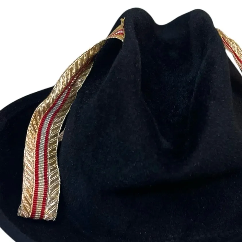 Bernstock Speirs Vtg Hat Womens Black Felt Medium Ribbon Bow Designer England - Image 5
