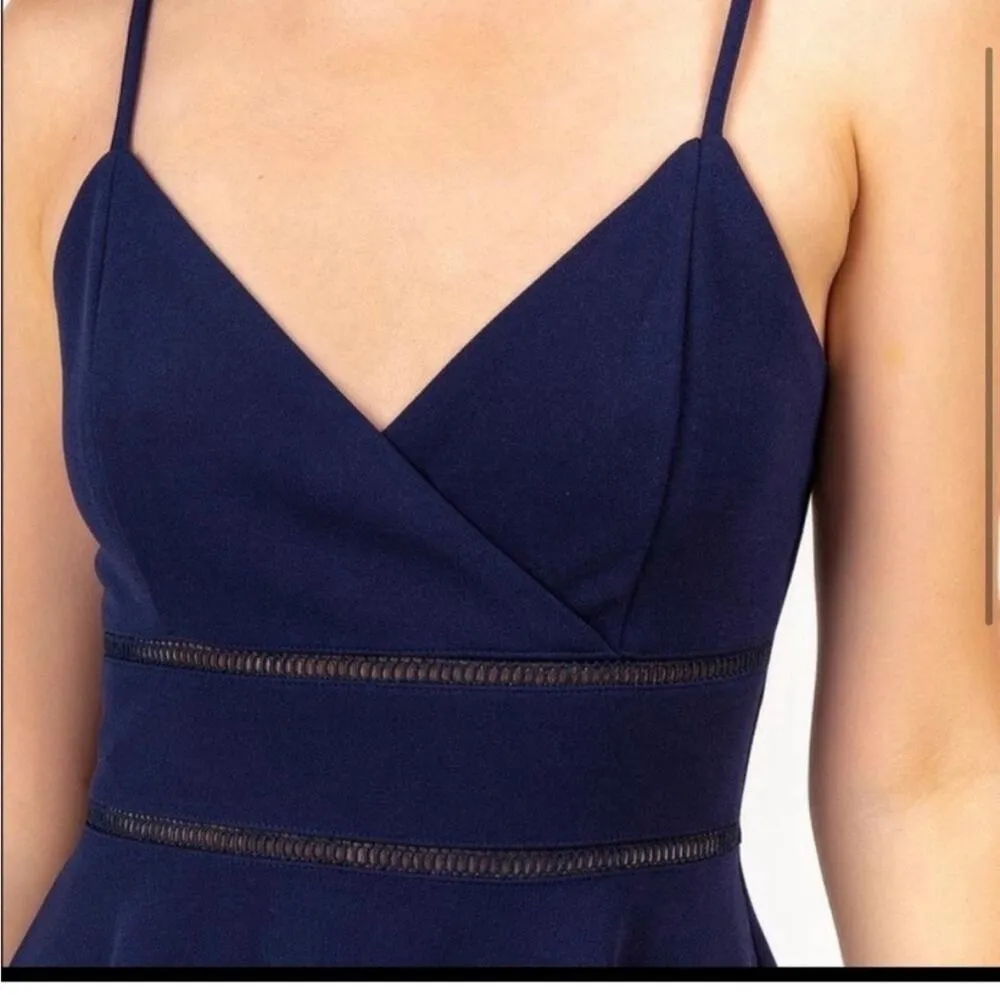 Altar'd State Navy Blue Sleeveless V Neck Fit Flare Mini Skater Dress Size Large - Image 2