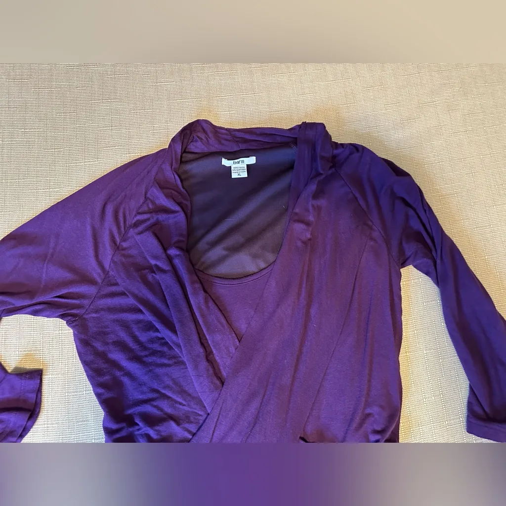 Bar III Faux Wrap Purple Blk Berry Mini Dress XL - Image 3