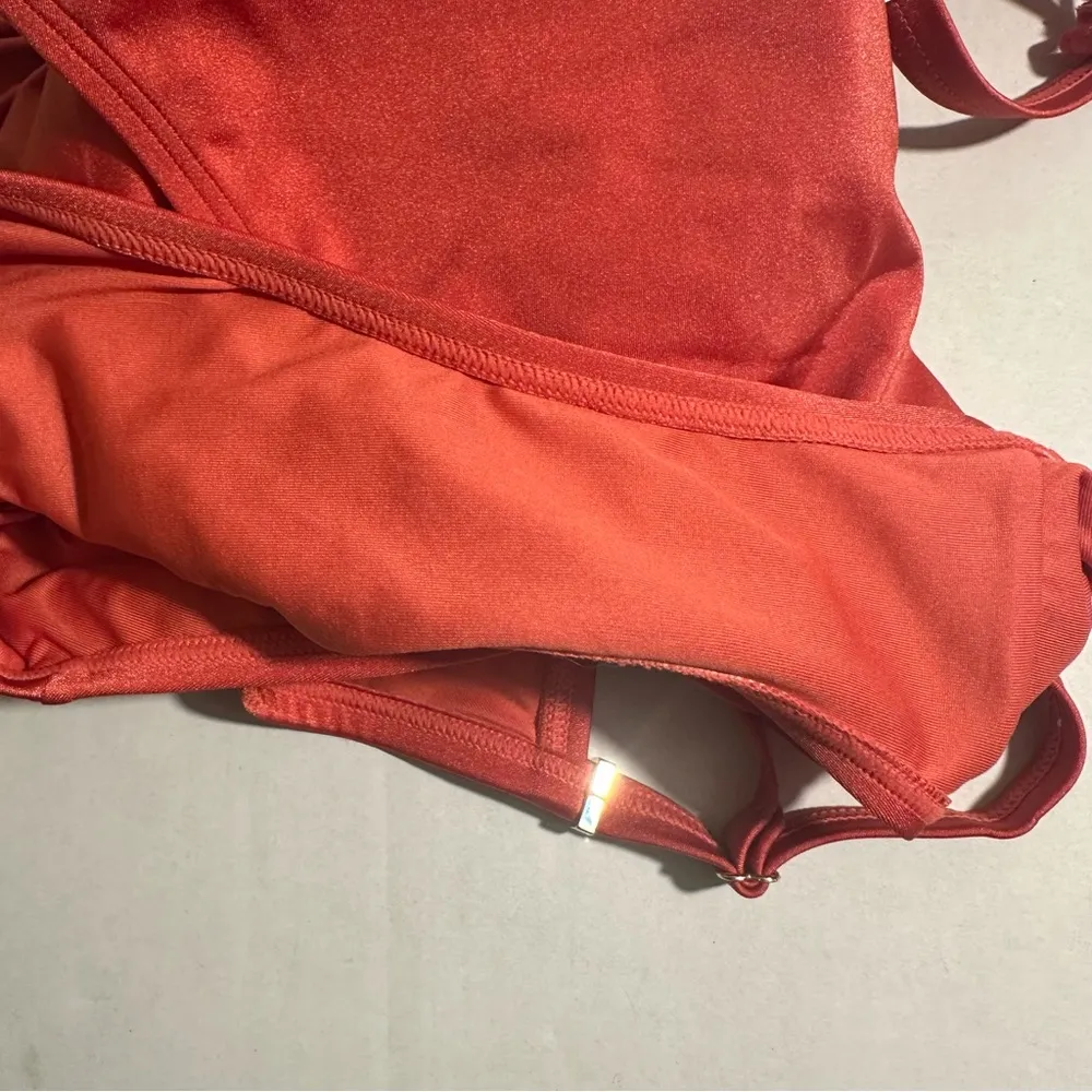 Calvin Klein Orange One Piece Swimsuit with Adjustable Straps and Ruching - Image 8