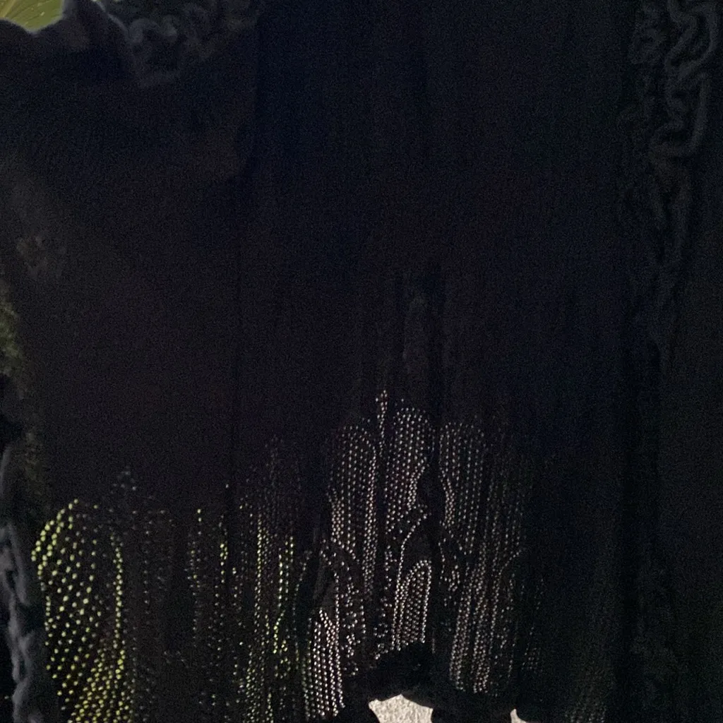 NWT 🖤 I.N.C. Macy’s Long Cardigan/Duster Ruffled Trim Cotton Blend Deep Black 2X - Image 7