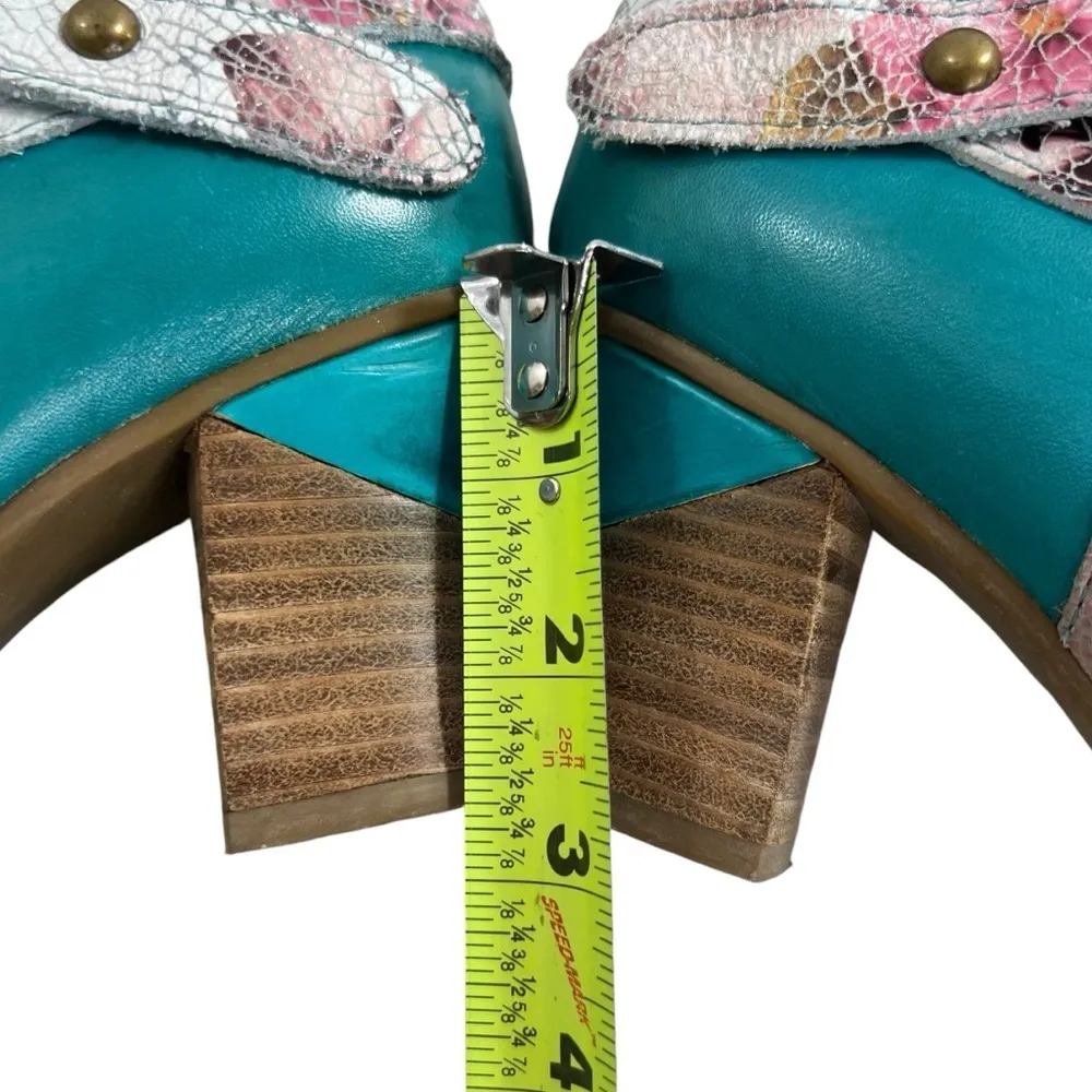 L’ARTISTE GAVIVA TURQUOISE LEATHER ANKLE BOOT Blue Size 7 - Image 8