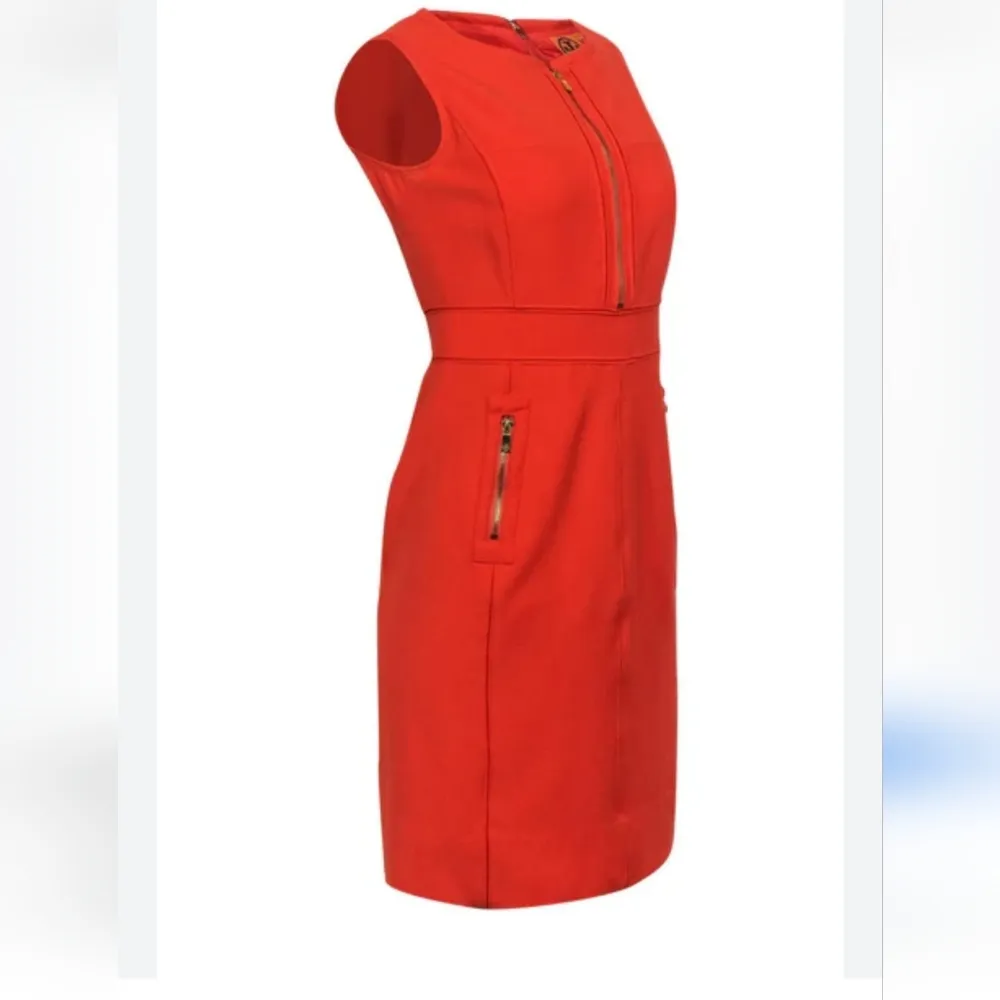 Tory Burch Mariel  Sleeveless Orange   Shift Dress Size 12 - Image 4