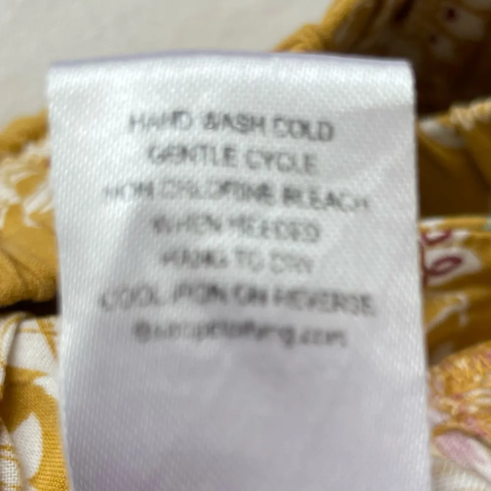 VTG Boho Hippie Festival Floral Patterned Yellow Funky Pants with Fringe Ties - Image 8