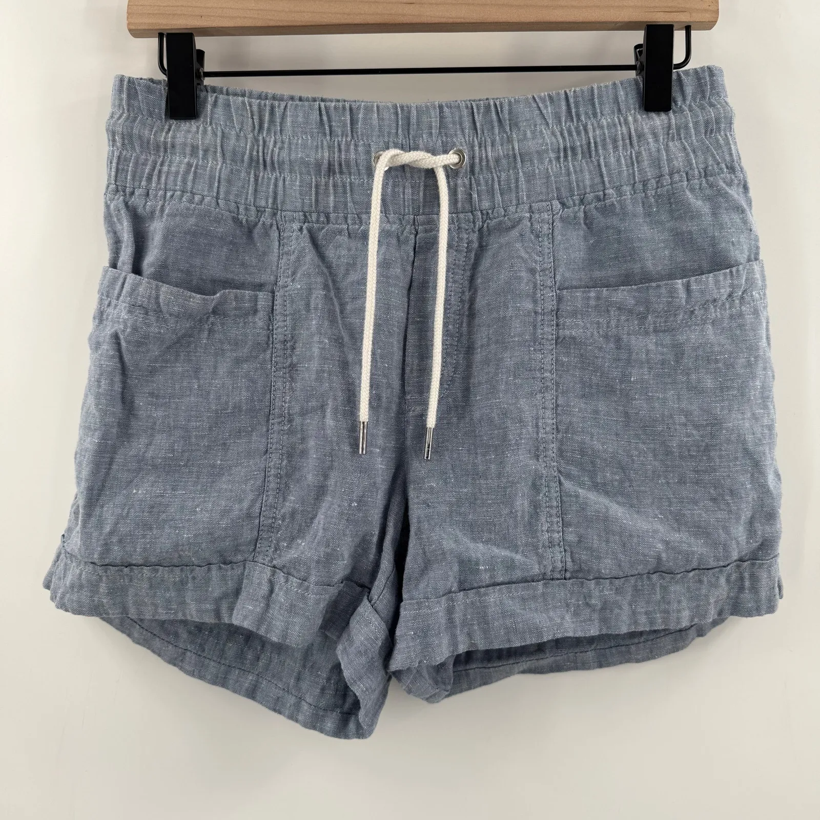 Athleta Shorts Size O Cabo 100% Linen 4" Cuffed Pull On Drawstring Casual Summer - Image 11