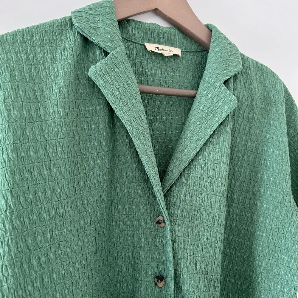 Madewell Crinkle Knit Button Up Top Green Size XS - Image 2