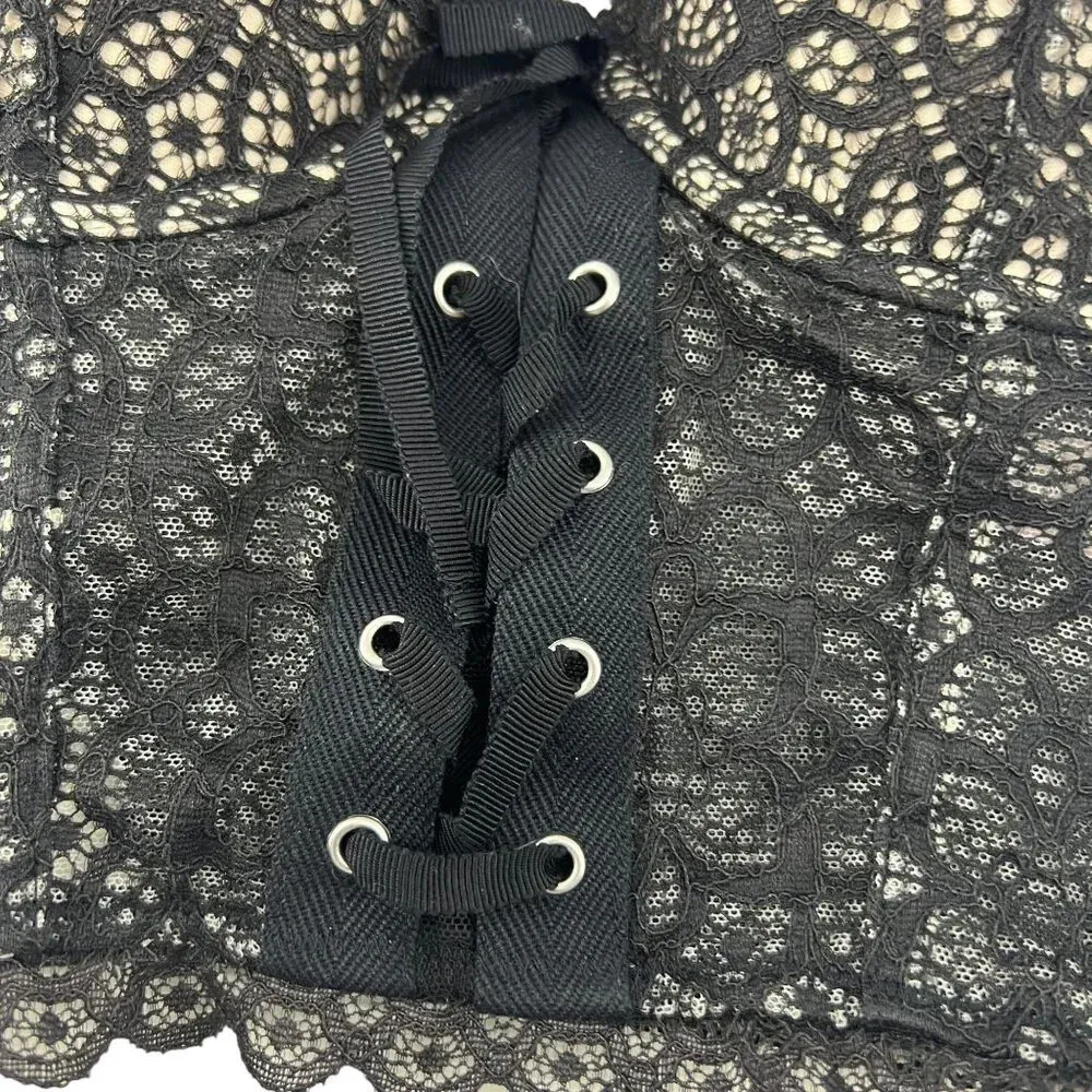 Victoria's Secret Very Sexy Lined Demi Bra Black Lace Corset Zip Back 32C - Image 2