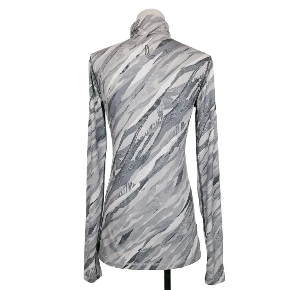 Lole Gray Print Quarter Zip Long Sleeve Shirt Sz Extra Small - Image 4