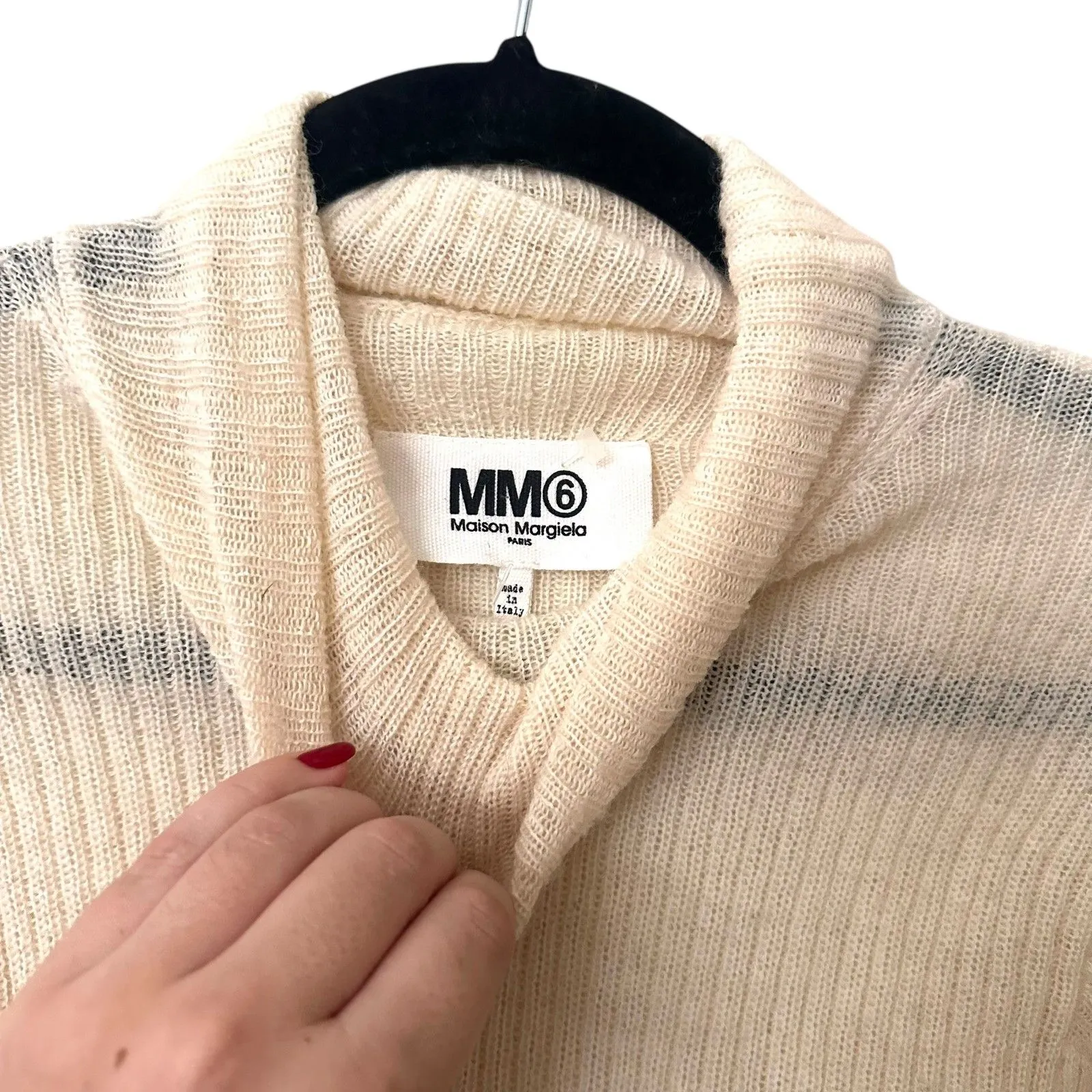 MM6‎ MAISON MARGIELA Turtleneck Sweater Cream Medium *FLAWED* White - Image 6
