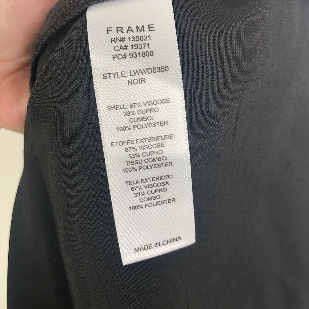 NEW Frame Twisted-Front Black Shantung Midi Dress Women's Size Small - Image 9