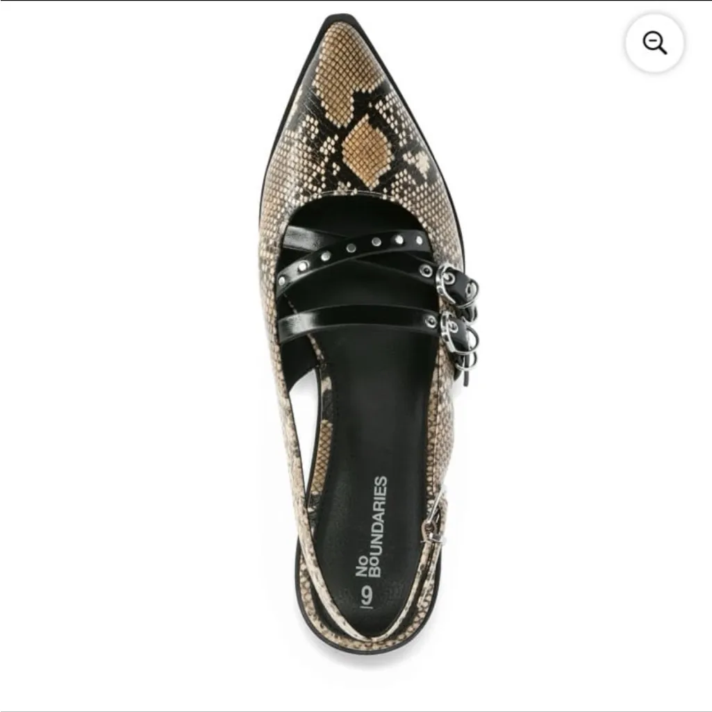No Boundaries Snakeskin Strappy Moto Flats - Image 8