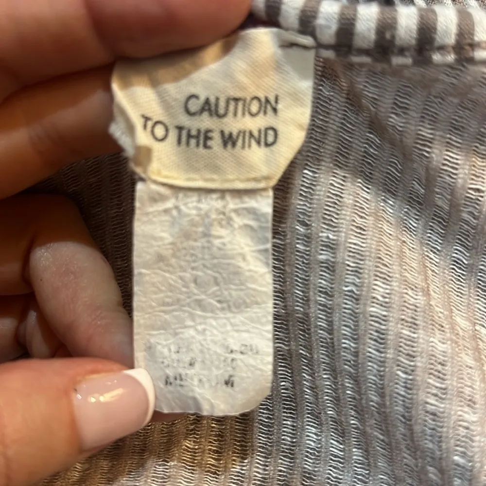 Caution to the Wind Tan and White Dress Medium - Image 5