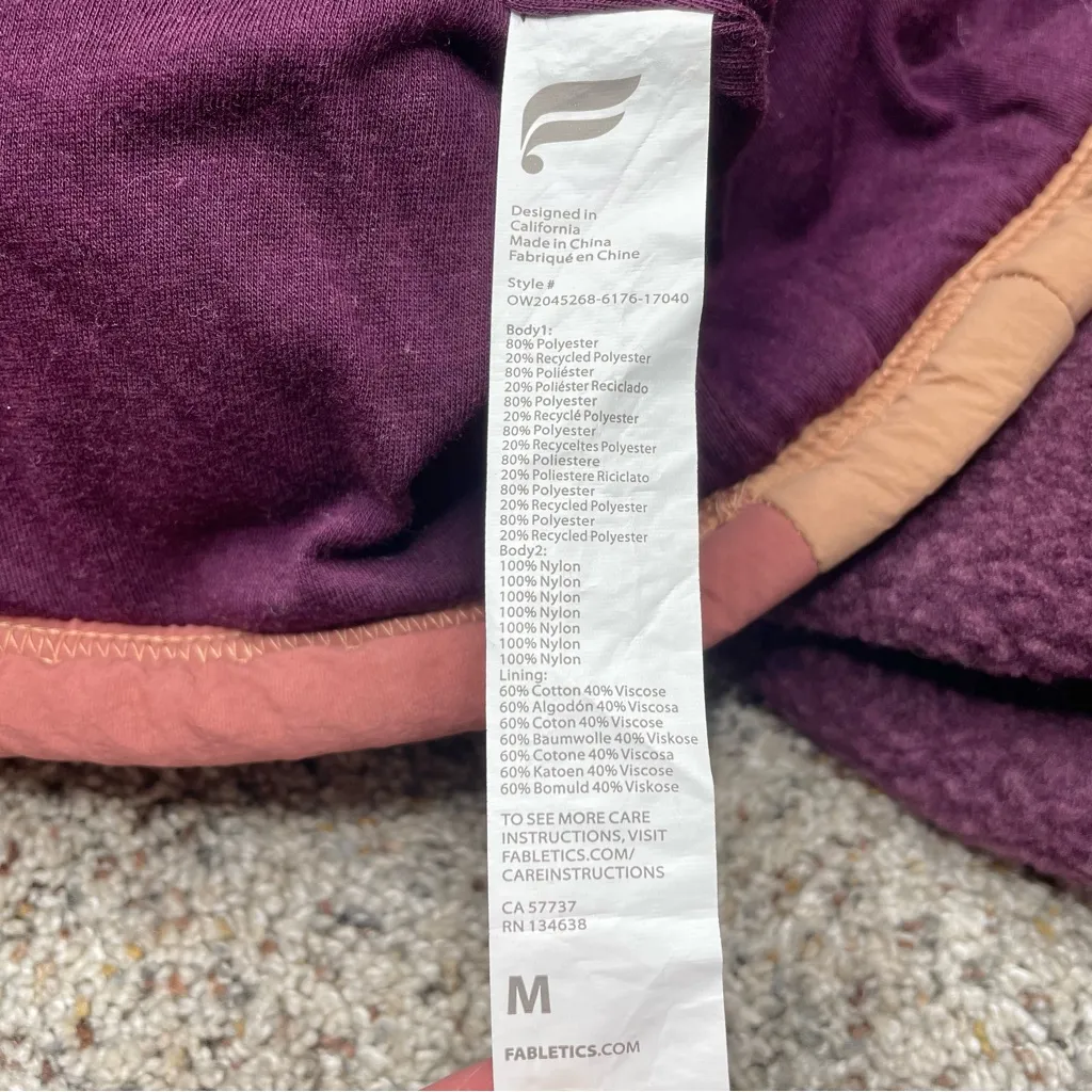 Fabletics Mallory Quarter Zip Fleece Sherpa Pullover Purple Burgundy Medium - Image 6