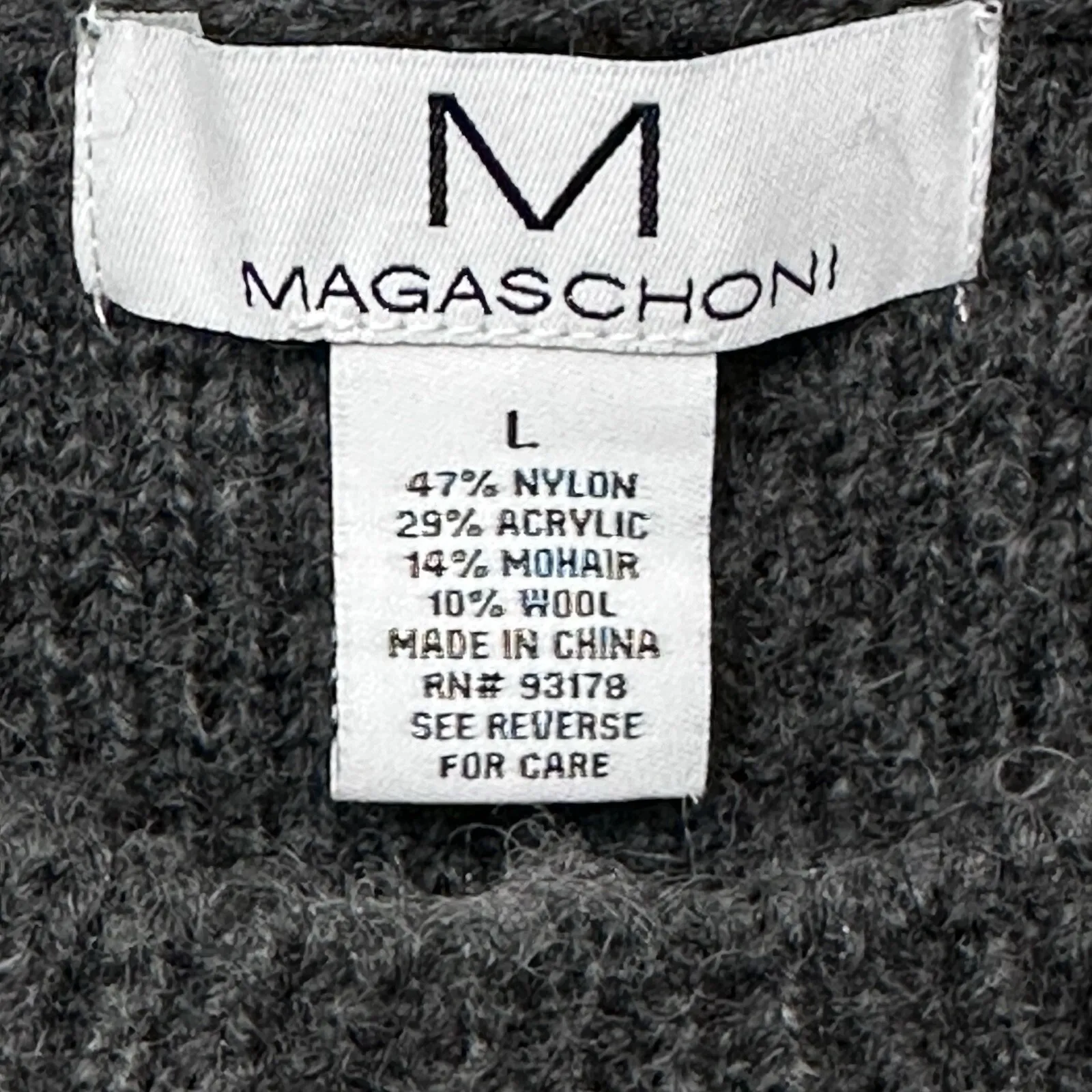 Magaschoni Women's Size Large Crewneck Wool Mohair Blend Grey Sweater - Image 6