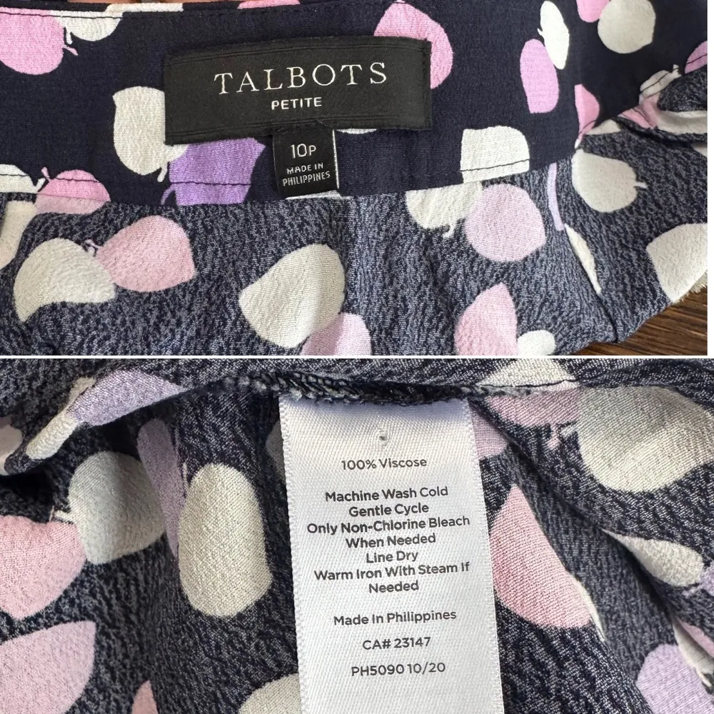Talbots Women's Wraparound Side Button Leaf Print Midi Skirt Size 10P - Image 7