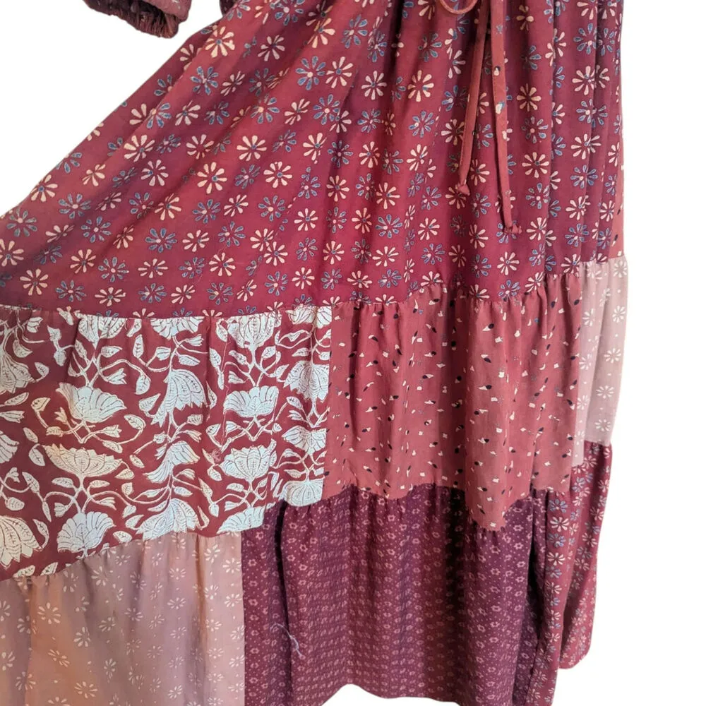 New Christy Dawn Lianne Red Patchwork Midi Dress As Seen on Taylor Swift Medium - Image 4