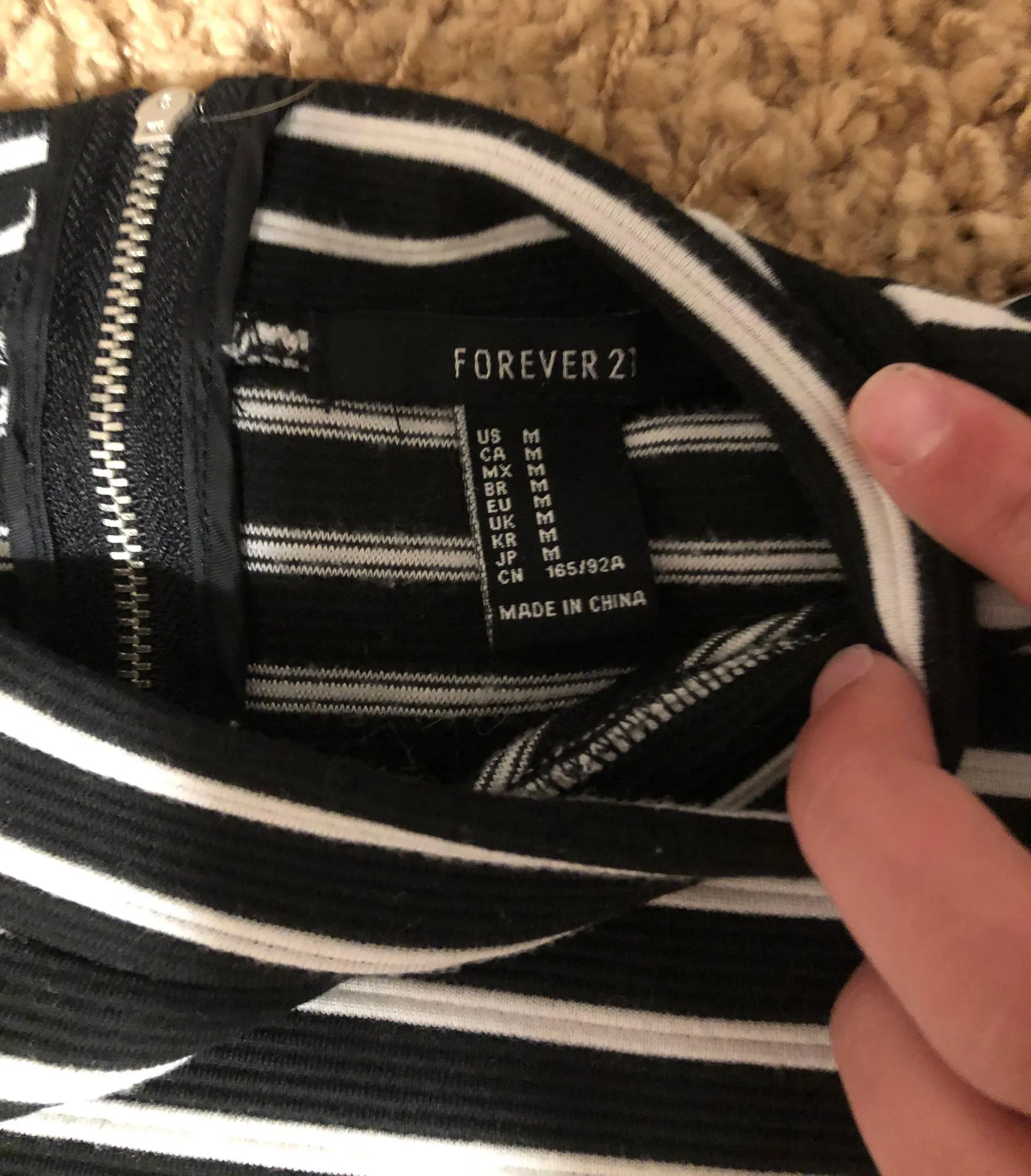 Forever 21 Long Sleeve Black And White Striped Cropped  Shirt - Image 3