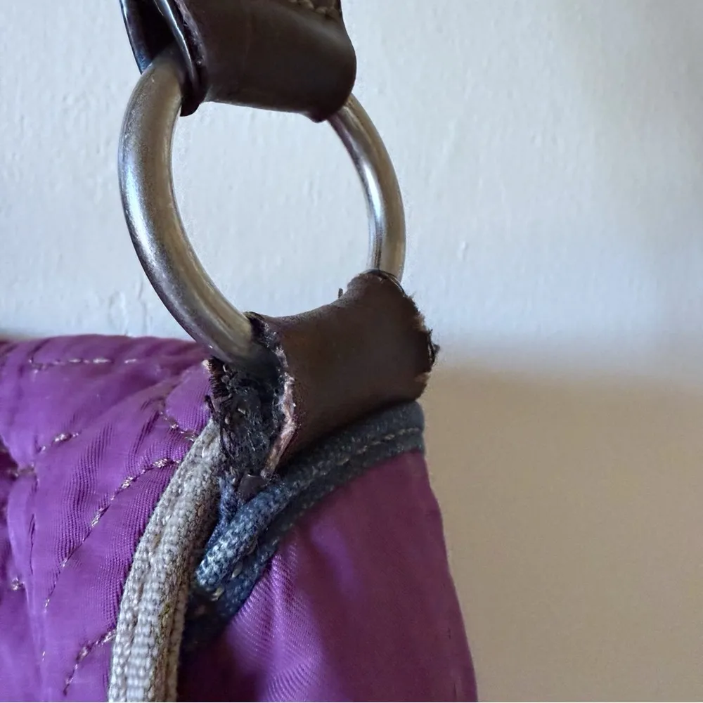 Fossil Key Per Purple Quilted Messenger Crossbody Bag Purse Tote - Image 12
