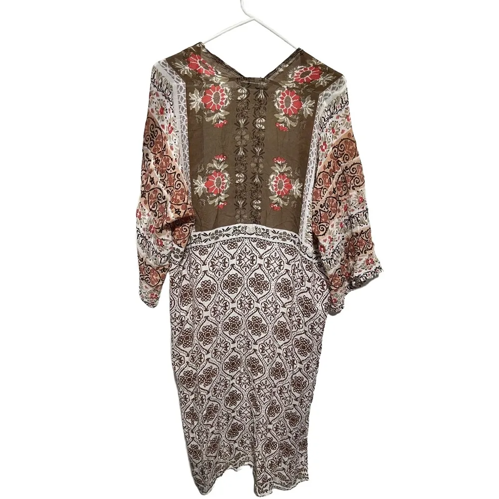 Michael Stars Womens Size Kimono Brown Floral Open Front Loose Fit Boho Relaxed - Image 5