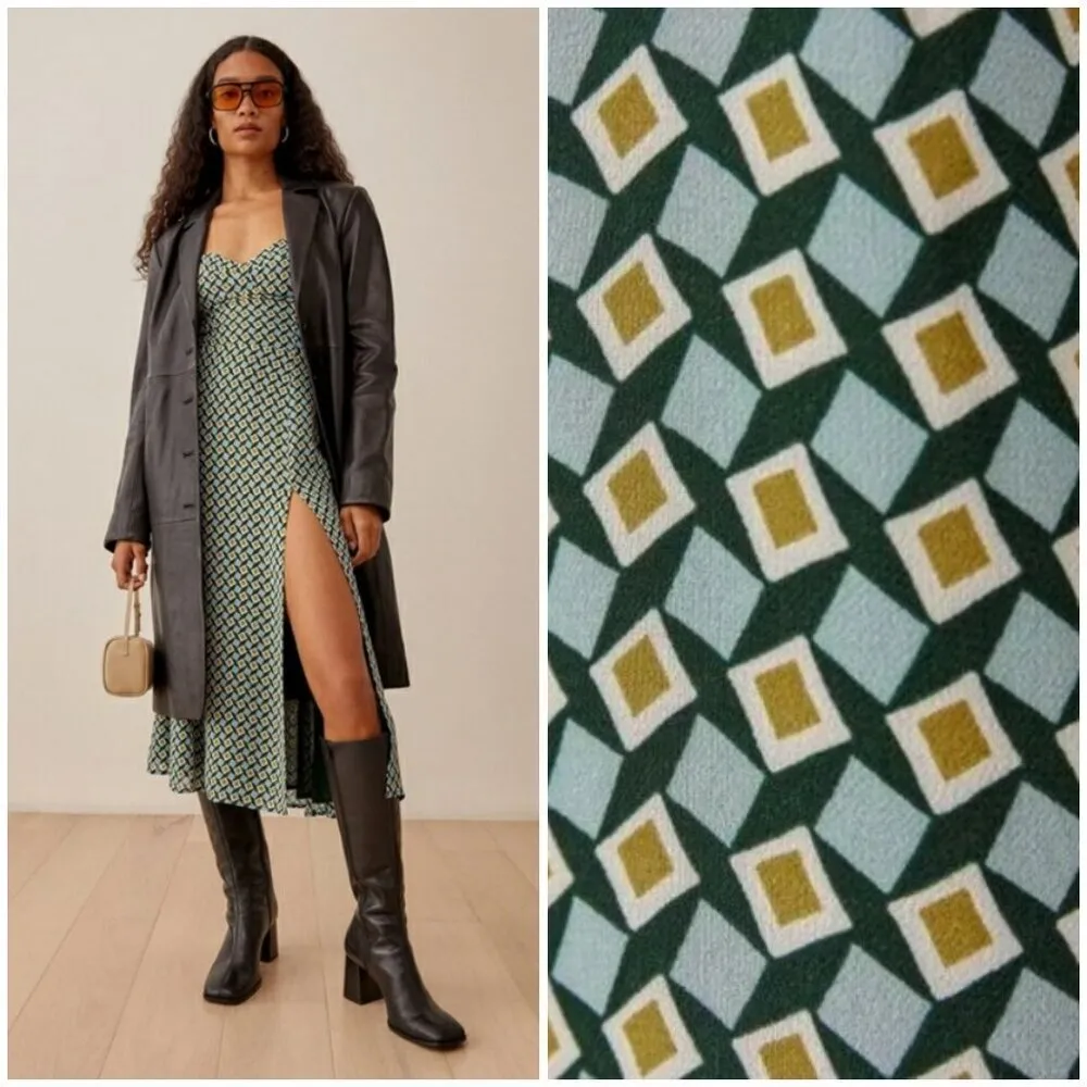 💕REFORMATION💕 Juliette Dress ~ Mosaic Multi-Color Geometric Print 4 NWOT - Image 3