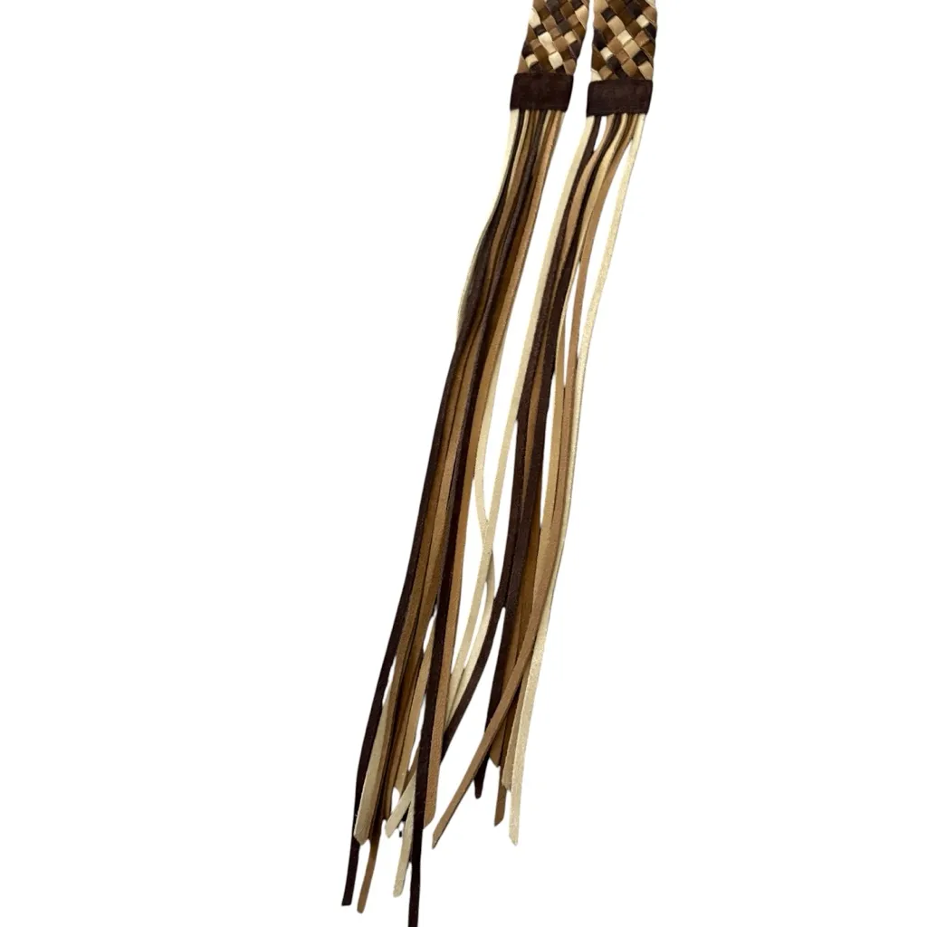 New York & Company Brown Y2K Tan Braided Suede Boho Fringe Tie Belt, Sz S/M - Image 11