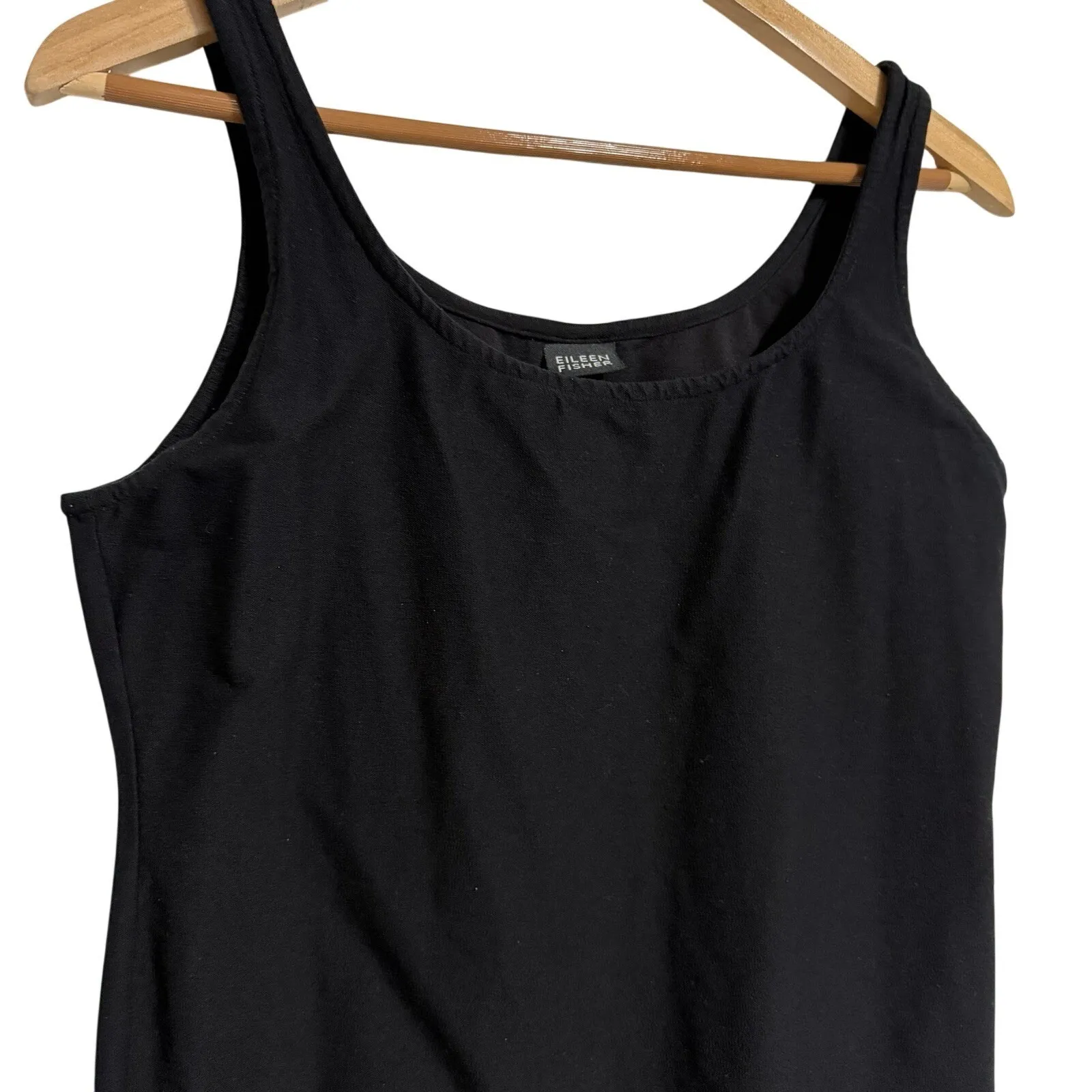 EILEEN FISHER Black Tank Top Women M Scoop Neck Sleeveless Basic Essential - Image 6