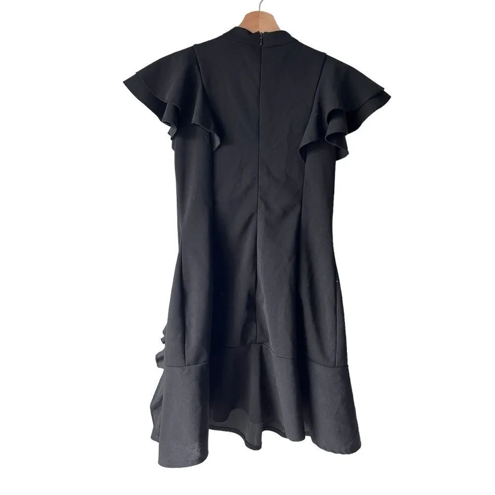 Women's black casual Elegant Dresses for Tie Neck Puff Short Sleeve Office S. - Image 10