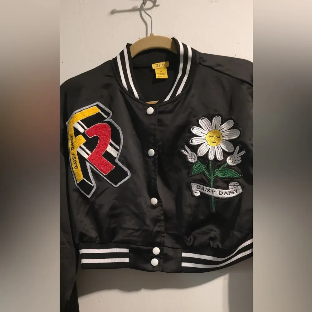 Daisy Black Varsity Jacket with Floral Accent - Image 5