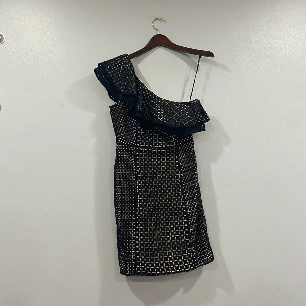 J.Crew Collection One Shoulder Ruffle Eyelet Mini Dress - Image 4